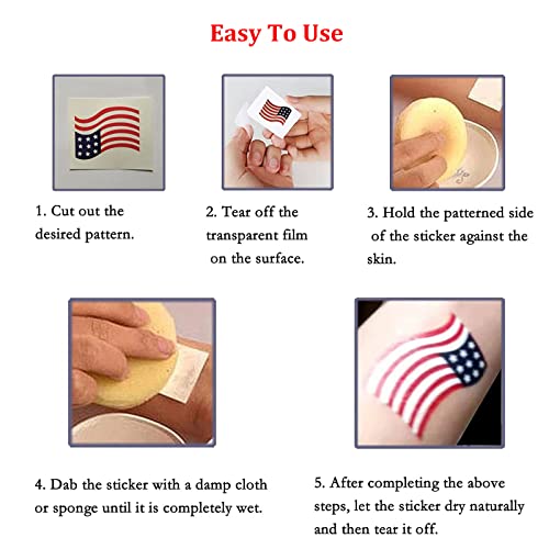 4Th Of July Temporary Tattoo Kids Adults, 100Pcs Fake Tattoos, Independence Day Fourth Of July Waterproof Body Art Stickers Red White Blue For Memorial, Tattoo Decorations For Labor Day Party Usa National Flag #TOP6