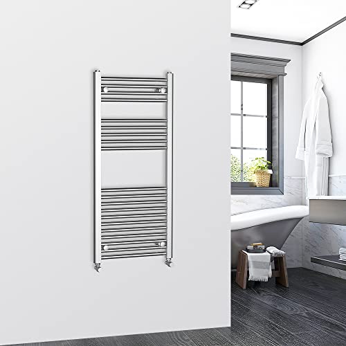 Warmehaus 1100x500mm Chrome Bathroom Heated Towel Rail Radiator Straight Ladder Style Towel Warmer