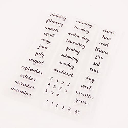 Week Month Year Date Clear Stamps Calendar Number Pattern Transparent Seal Stamps For Holiday Card Making Decoration And Diy Scrapbooking Album Diy Crafts #TOP4