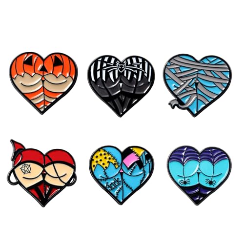 Image of 5Pcs Halloween Ghost Enamel Brooch - Pumpkin Reaper /Death's Scythe Devil Boo Lapel Pin - Cute Flower Smile Heart leaves Pattern Badges Gifts for Women Men