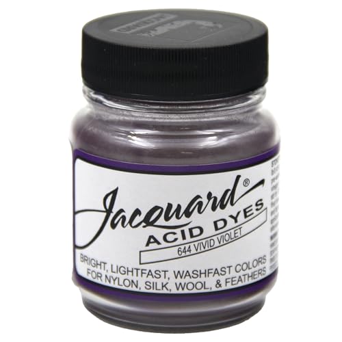 Jacquard Acid Dye 1/2oz Jar Vivid Violet - Acid Dye for Wool, Silk, Alpaca, Feathers, Cosplay Wigs and Nylon - Powder Wool Dye for Full Coverage Dyeing - Vibrant Acid Silk Dye