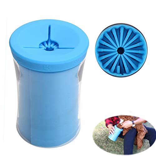 Portable Dog Paw Cleaner, Pet Feet Washer for Cat Grooming, Silicone Foot Washing Cup for Small Medium Dogs (Blue)