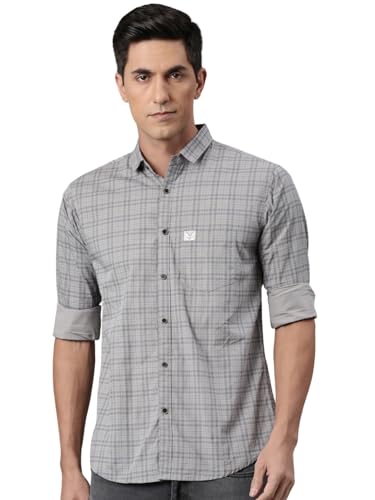 Image of Majestic Man Men's Comfort Slim Fit Pure Cotton Opaque Checked Casual Shirt