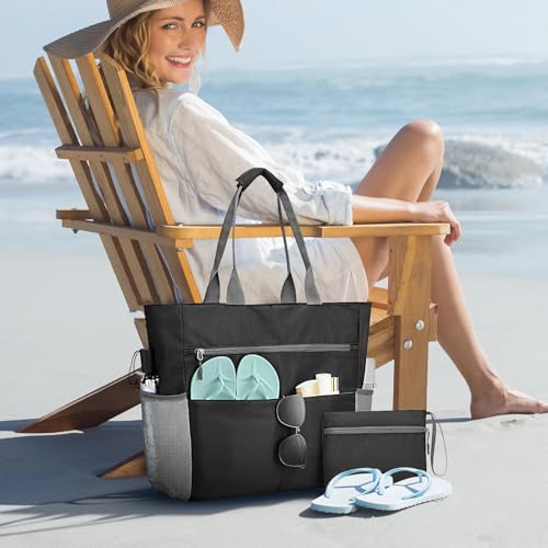 Bolsa de playa plegable e impermeable con cremallera práctica para viajes 2