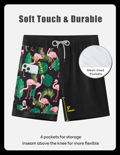Image of APTRO Men's Swim Trunks with Compression Liner 5 Inch Bathing Suit Beach Swimsuits