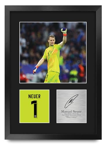 Photo Autographe Manuel Neuer : Idée Cadeau Footballeur A3 Encadré pour Fan d'Allemagne
