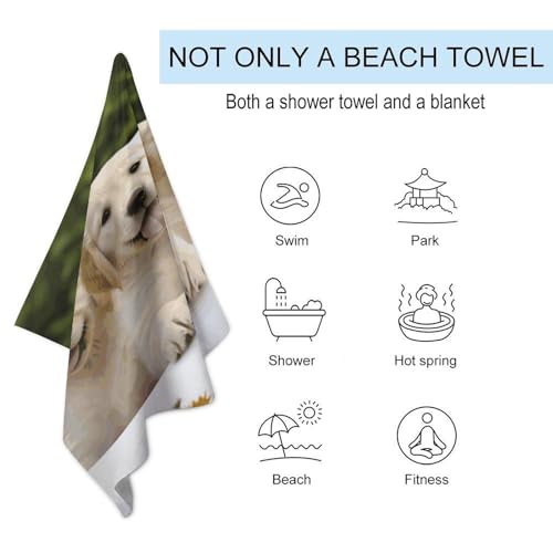 Toalla de Playa Golden Retriever Puppies - Absorbente y de Secado Rápido, Toalla de Gimnasio Ultra Portátil, Resistente, para Viaje, Ducha, Playa, Gimnasio, Spa, Natación y Aventuras al Aire Libre miniatura 3