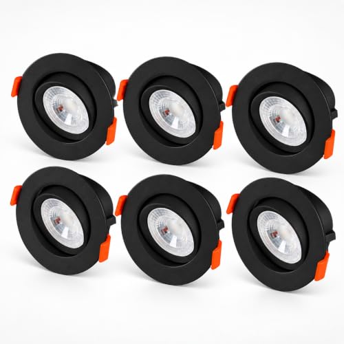 6'lı Set CT-5200 Lal 7W 3200K Günışığı Siyah Gömme LED Spot 470 Lümen 220V Yönlendirilebilir Sıva Altı Tavan Aydınlatma