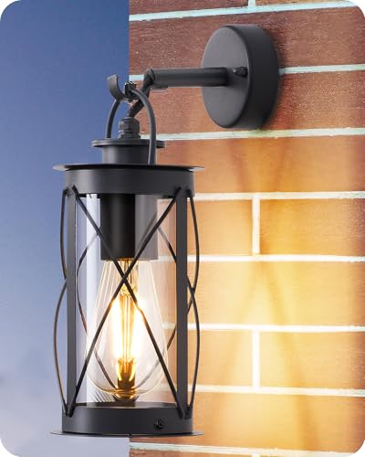 EDISHINE Lámpara de Pared con Marco de Aluminio, IP44 Impermeable, Casquillo E27, Instalación Sencilla, Estilo Vintage, Aplique de Pared para Exterior para Jardín, Patio y Terraza, Gris