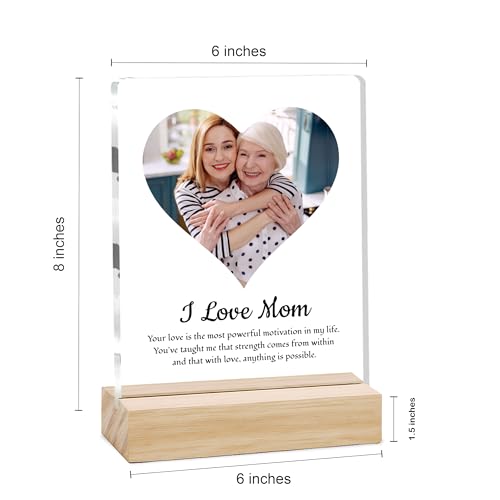 Image of Giftplease Customized Photo Frame With Wooden Stand | Personalised Printed Photo & Text Frame | Gift For Mom | Birthday | Mother's Day | (Transparent, 6x8 Inches, Tabletop) m 09