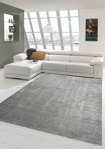 Wohnzimmer Teppich modern Kurzflor mit Uni Design in Anthrazit Größe 200 x 290 cm