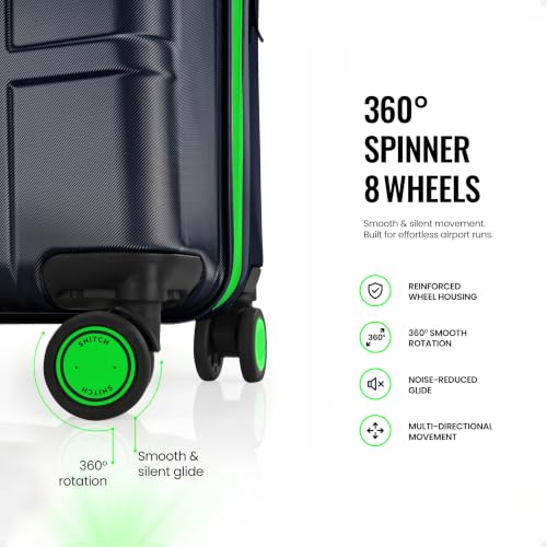 Image of SNITCH Blink 2Pc Set Blue Polycarbonate Hard Travel Suitcase - Trolley Bag Set of 2 & Luggage with 8 Wheels, Premium Lock, Wet & Dry Pouch & Free Shoe Bag