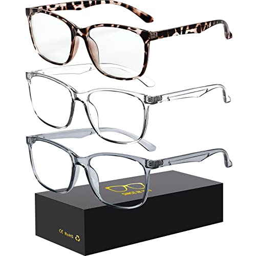 Image of Oilway Blue-Light Blocking Glasses Computer Reading /Gaming /TV /Phones Glasses Fashion Anti Eyestrain Glasses for Women Men(D6 Gray + Transparent + Douhua)