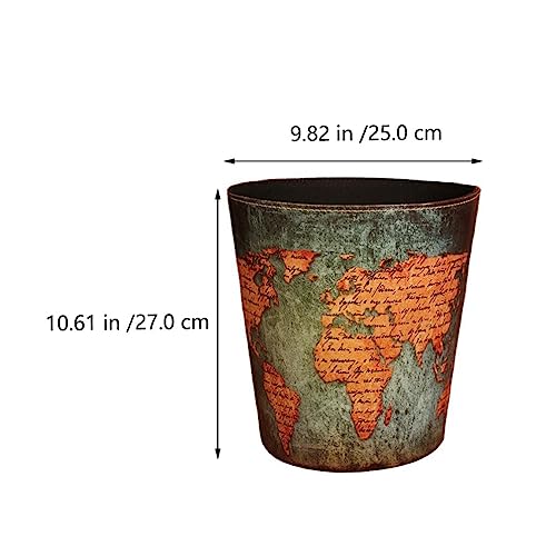 Cabilock Waste Paper Basket Retro Decorative Trash Vintage Wastebasket Retro Waste Container Basket Storage Bin Pu Leather Waste Storage Bucket Can Pu Leather Garbage Recycling Container #TOP6