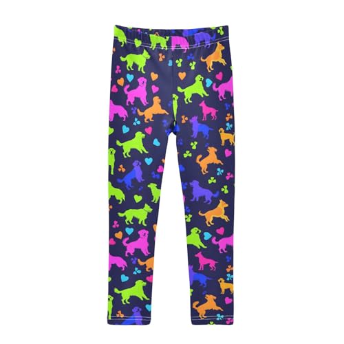 Multicolor Dogs Hearts Paw Girls Leggings Soft Stretch Workout Yoga Dance Pants for Kids Casual Tights
