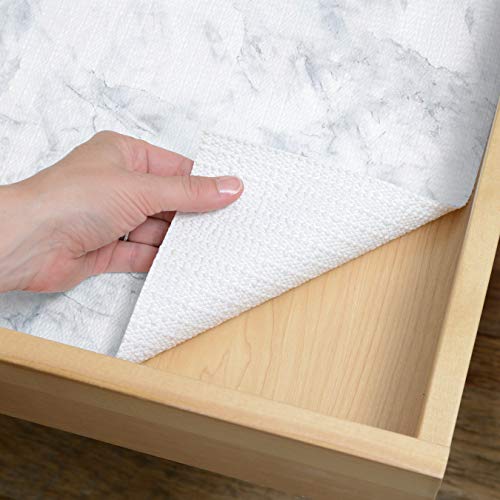 Con-Tact Brand Grip Prints Shelf Liner, Durable and Non-Adhesive Liners, Non-Slip Drawer and Cabinet Liner, 18" x 4', Carrara Marble, Pack of 1 Roll