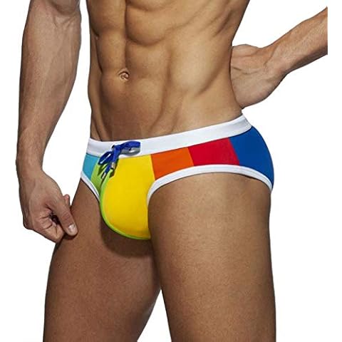 Banana Bucket Men's Rainbow Swimsuit Brief Bikini Swim Underwear (S,Rainbow) Cover