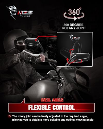 Image of MZS Black 8mm Motorcycle Mirrors, M8 Blade Handlebar Rear View Mirror for HD Models 1982-2026, Compatible with Sportster Softail Road King Street Electra Glide Dyna Vrod Touring
