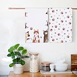 Arquiel Cats Tea Towels, 100% Cotton Kitchen Towel Set, 48 x 70CM, Multicolor, Cat Pattern, Fade Resistant, 4 Count - Image 6