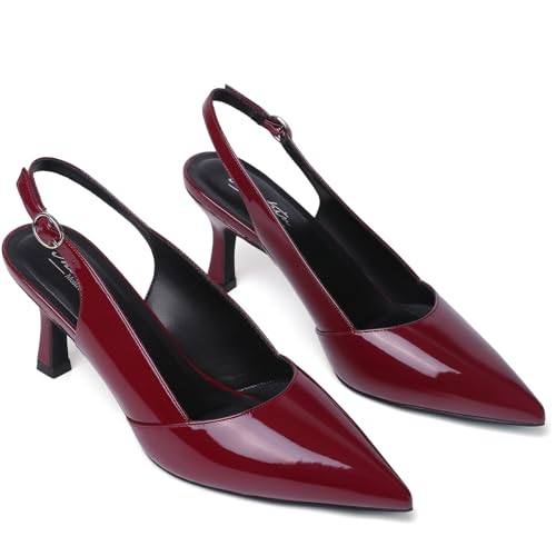 Image of Mostrin Kitten Heels for Women Slingback Pointed Closed Toe Heels Women's Pumps Shoes for Wedding, Party, Commuting