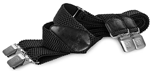 Decalen Mens Suspenders With Very Strong Clips Heavy Duty Braces One Size Fits All Big And Tall Wide Adjustable And Elastic Y Shape (Black) #TOP1