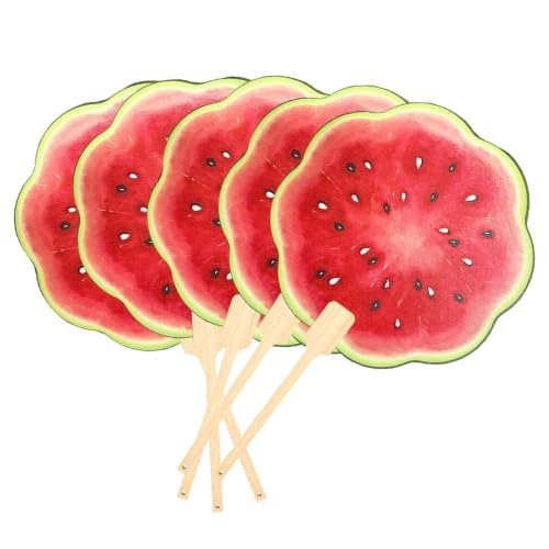 5PCS Watermelon Handheld Paper Fan Fruit Print Folding Fan Summer Party Photo Props Portable Cooling F?an For Outdoor Travel Cam