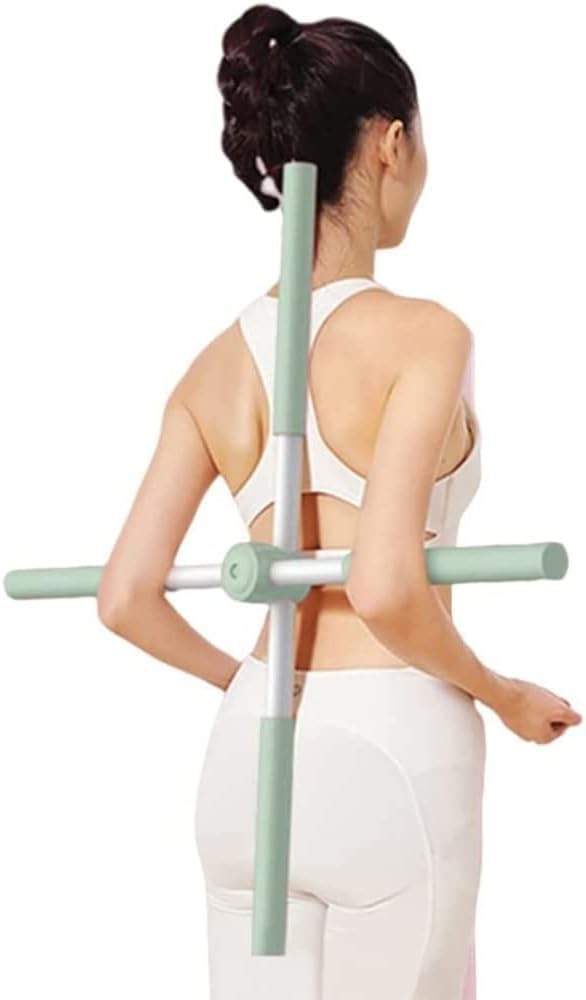 Hukimoyo Back Straightener Posture Corrector For Women, Yoga Sticks Stretching Tool for Posture, Humpback Correction Stick, Design Back Brace Women Posture Corrector for Men kids(Green-80cm)