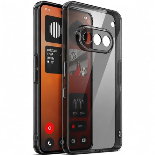 Image of VONZEE Compatible with Nothing 3a Back Cover Case Clear,[ Anti Yellow ][Military Grade Protection] Hard PC Back Cover Transparent-Black
