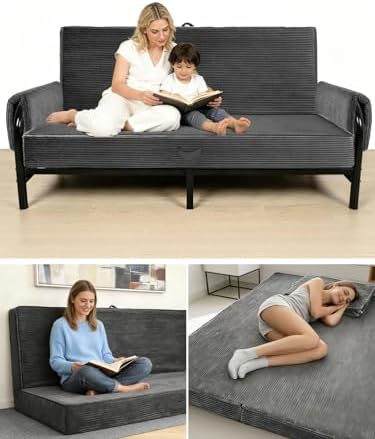 6" Thick Futon Mattress Full Size, High Support Whole Foam Fillin...