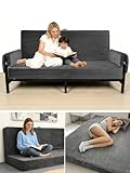 laapee 6' Thick Futon Mattress Full Size, High Support Whole Foam Filling, Foldable Futon Sofa Couch Bed Mattress with Removable Cover, 2 Soft Armrest Pad, Corduroy Fabric (Frame Not Included)