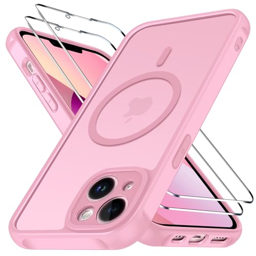 Coque iPhone 13 Rose Magsafe avec 2 Verres Trempés ivoler Antichoc