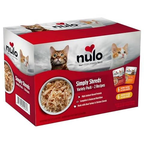 Nulo Simply Shreds Food Topper Nutrition for Cats & Kittens, Variety Pack, 2.5 Ounce Pouches, 12 Count Cover