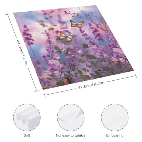 Servilletas de tela para Acción de Gracias y bodas con elegante estampado floral lavanda 3