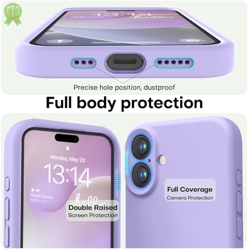 Image of LOVE 3000 Designed for iPhone 16 Case, Premium Silicone with [Soft Anti-Scratch Microfiber Lining] Shockproof Protective Phone Case for Men Women Girls 6.1 inch, Light Purple