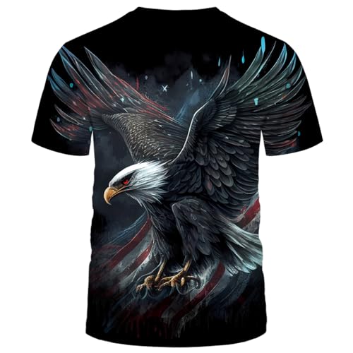 LAOLIUSN Men's 3D Eagle Print T-Shirt - Patriotic Theme,Animal Graphic Tee2