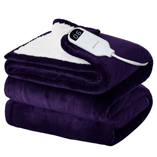 Image of Bedsure Electric Blanket Twin - Soft Flannel Heated Blanket Twin Size, GentleSoft Fast Heating with 10 Time Settings & 6 Heat Settings, Warm Gift for Grandma (62x84 inches, Purple)