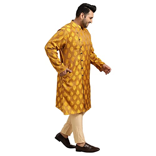 Image of SOJANYA (Since 1958, Men's Silk Blend Grey Kurta Pyjama & Silk Blend Jacket Combo
