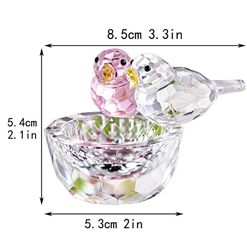 HDCRYSTALGIFTS 3.3'' Crystal Bird Figurine Collectible Art Glass Animal Figurines Table Home Decor Paperweight Valentine’s Day for Women