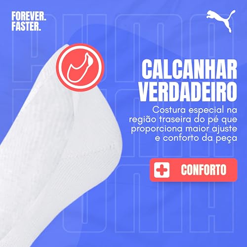 PUMA Kit 6 Pares Meias Super Invisível Sapatilha Esportiva Masculino Adulto, 3 Branco - 3 Preto, 39-