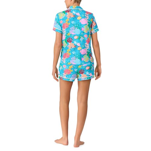 Image of kate spade new york Short Sleeve Brushed Jersey Notch Boxer Pajama Set
