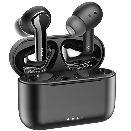 TOZO NC2 Hybrid Active Noise Cancelling Wireless Earbuds, ANC in-Ear Detection Headphones, IPX6 Waterproof Bluetooth 5.2 TWS Stereo Earphones, Immersive Sound Premium Deep Bass Headset, Black