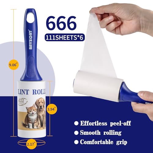 Image of Extra Sticky Pet Hair Lint Roller, Pet Roller Hair Remover, Lint Rollers for Clothes, Furniture, Couch, Carpet, Dog Cat Hair Removal (666 Sheets)