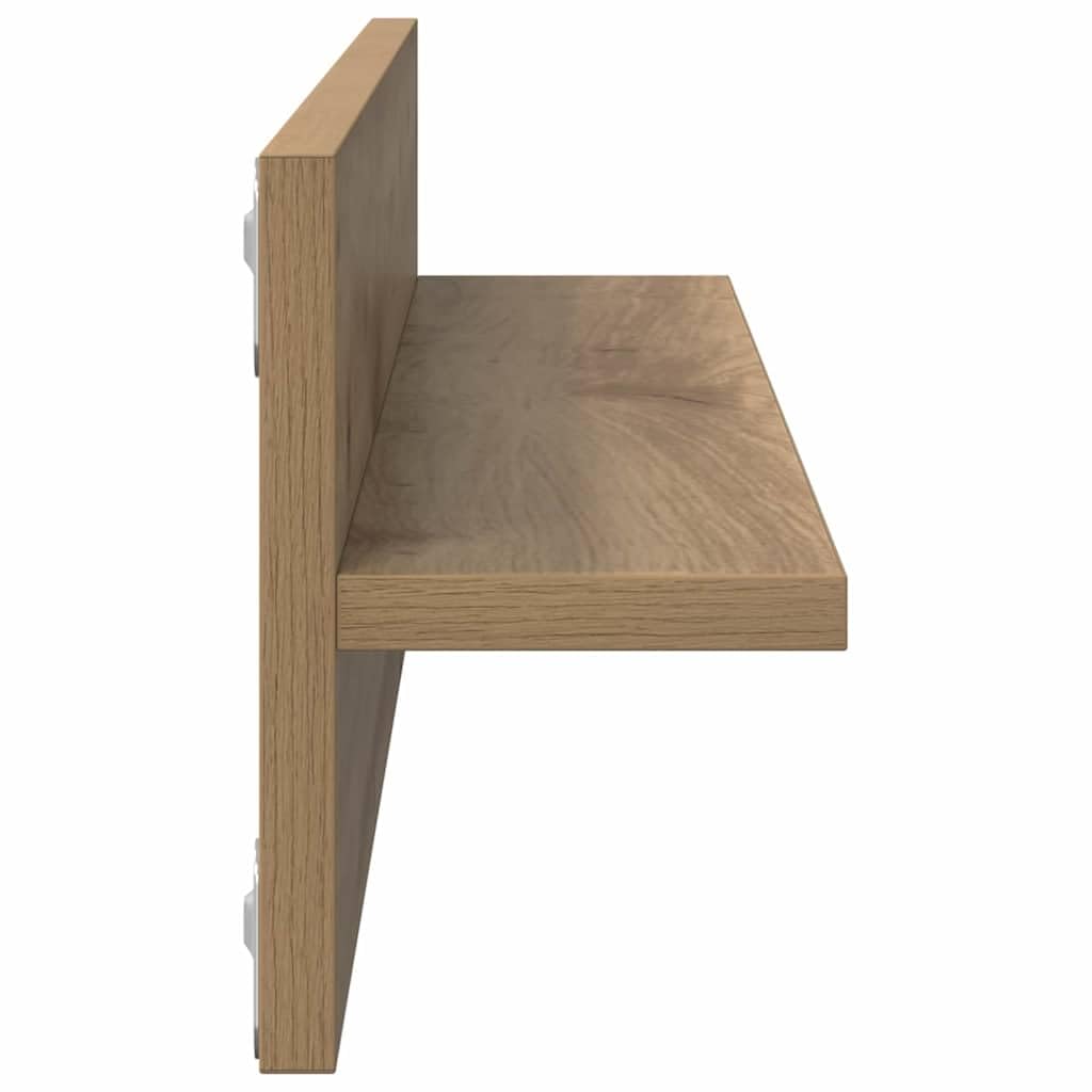 Regał ścienny, 2 sztuki, dąb Artisan, 80 x 11,5 x 18 cm, z materiału drewnopochodnego, wiszący regał na książki, nowoczesny regał wiszący, wąska półka do salonu, sypialni