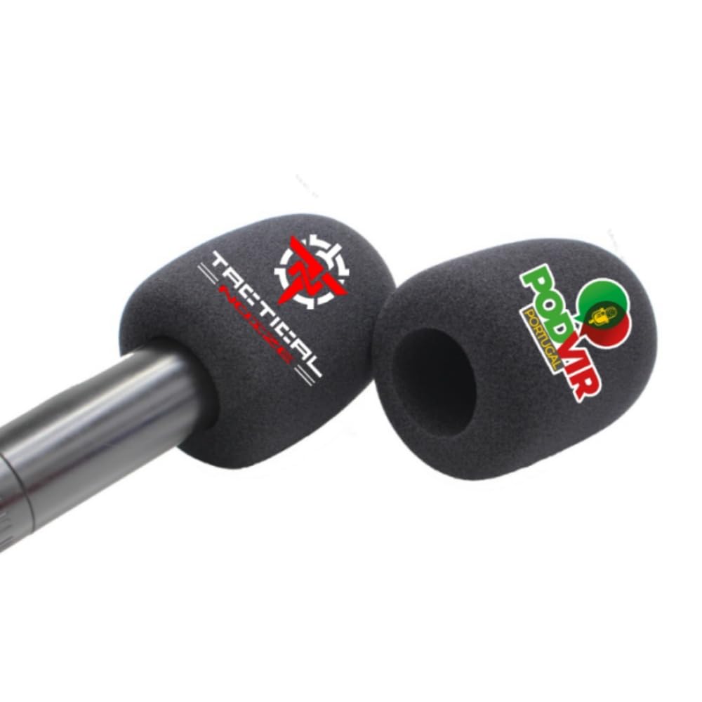 Confezione da 2 protezioni antivento per microfoni personalizzate, con logo personalizzato per microfono a mano, copertura in schiuma, con logo stampato per interviste TV, trasmissioni, stazioni radio