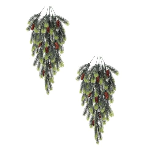 2 Pack 30" Artificial Pinecones Christmas Teardrop Swag for Front Door (Green) - image 1