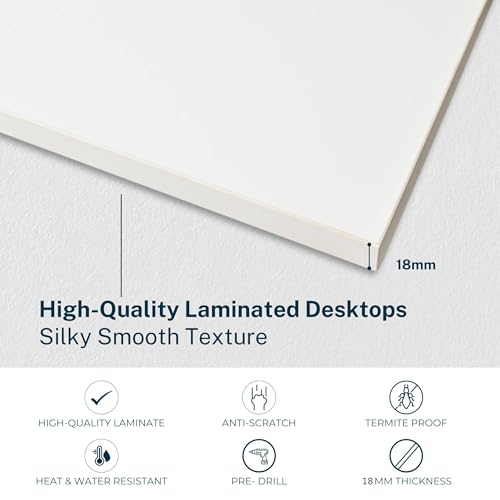 Image of Motorised Height Adjustable Desk | 80 kg Capacity | Sturdy Build, DIY Assembly, 2-Year Warranty (Frosty White Top 1200 X 600 mm / 18mm Thickness), White Frame | Includes Cup & Headphone Hook