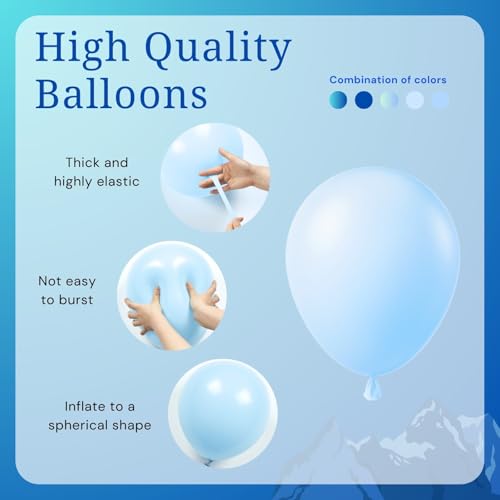 Image of BAUANOOY Blue Balloons Metallic Blue Balloon, 60pcs 12 Inch Chrome Baby Pearl Blue Balloons Navy Latex Balloon for Baby Shower Graduation Birthday Party Decorations