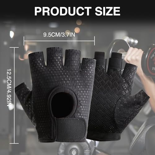 Asheyya Gym Gloves Women, Workout Gloves Men for Weightlifting Cycling Strength Training Fitness (Black) - Image 3