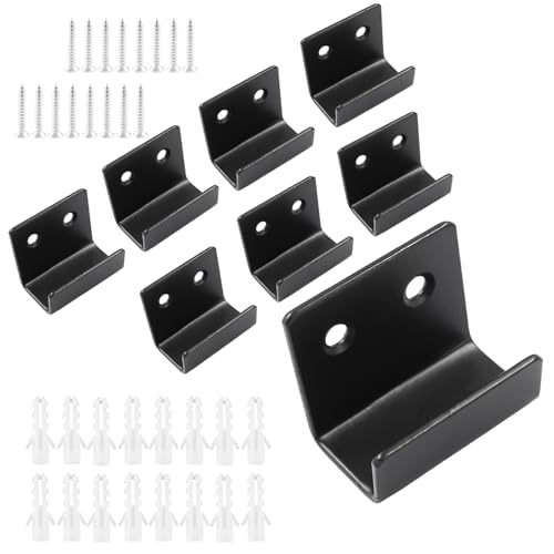 Image of Black Tile Wall Mount Bracket, 8 Pcs, Inner Width 20mm | Stainless Steel, Heavy Duty, For Mirrors & Pictures, Ceramic Tile Display