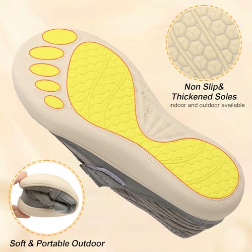 Image of Spesoul Wide Womens Slippers Adjustable House Shoes Indoor Outdoor Barefoot Slippers Cozy Walking Shoe Swollen Edema Diabetic Shoes